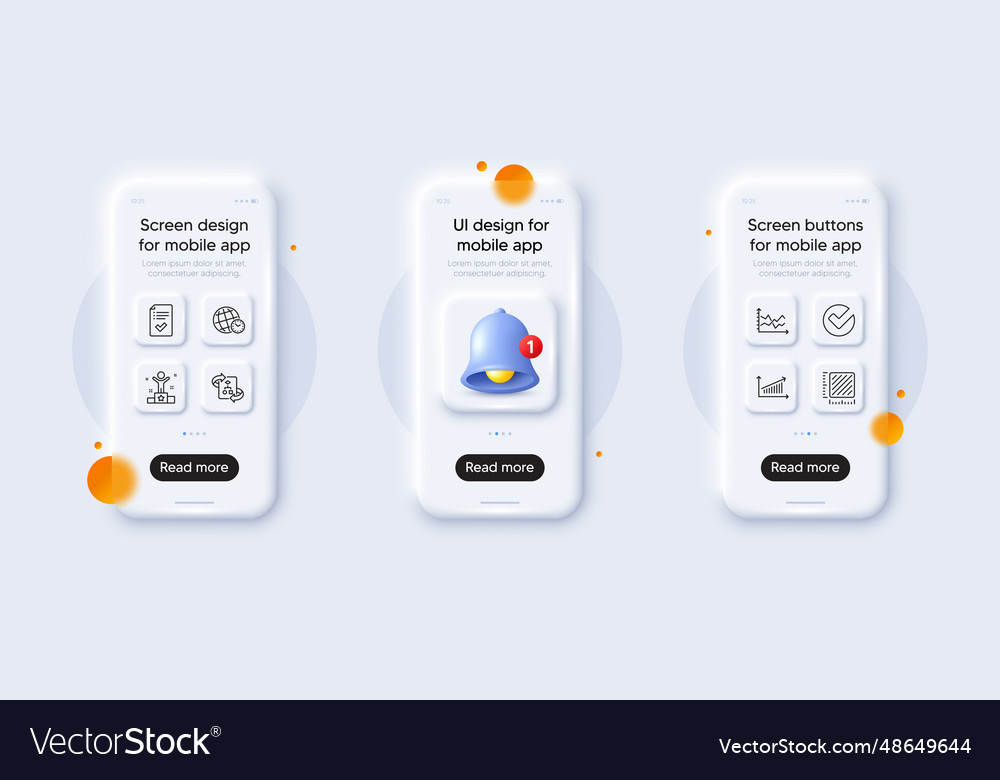 Technical algorithm winner and verify line icons vector image Technical algorithm winner and verify line icons