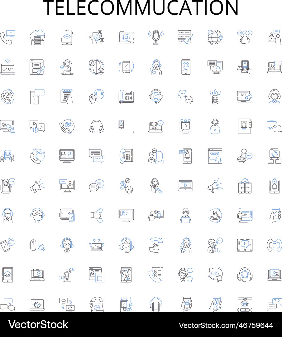 Telecommucation outline icons collection Vector Image