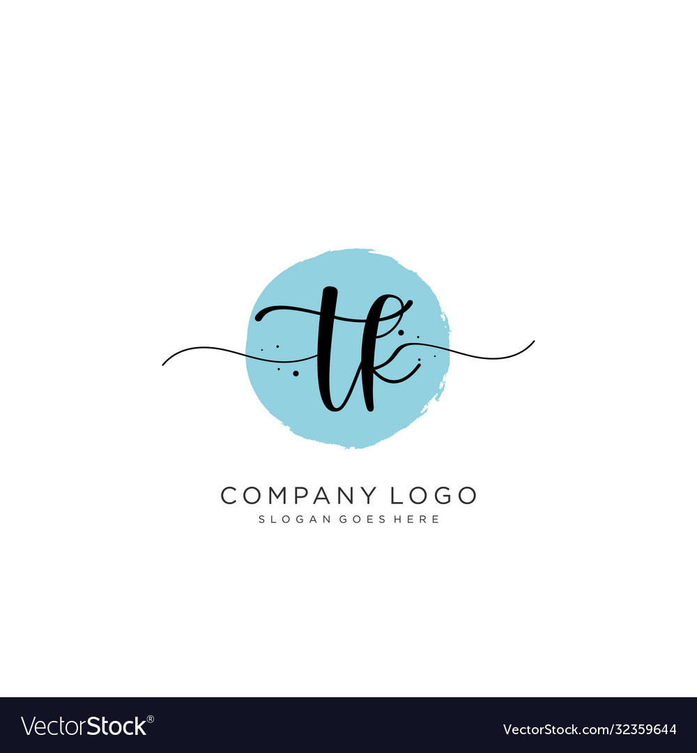 Tk initial handwriting logo design