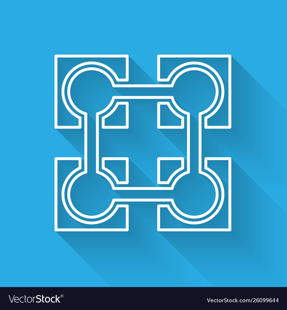 White blockchain technology line icon isolated
