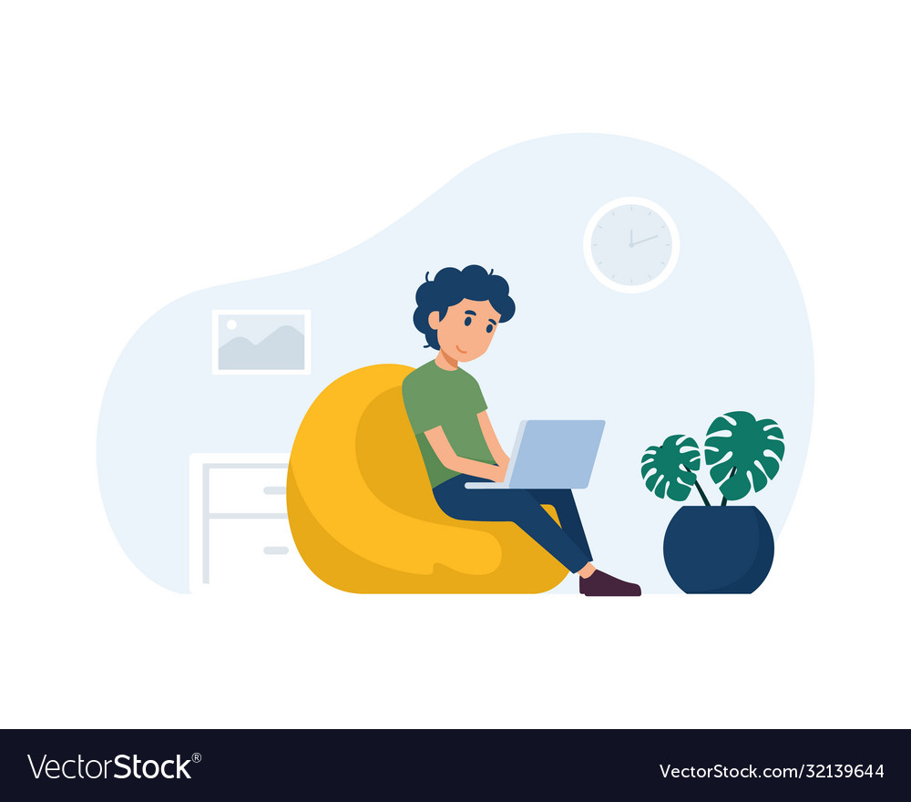 Work from homes sitting on bean bag