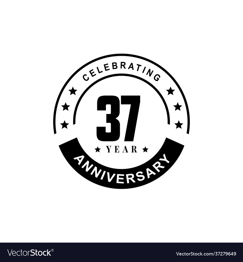 37th year anniversary emblem logo design template