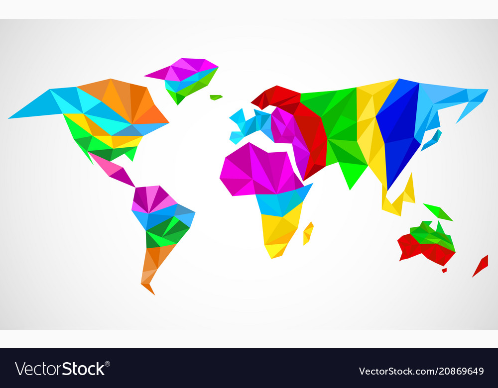 Abstrakte Weltkarte im geometrischen polygonalen Stil