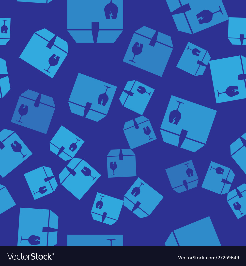 Blue delivery package box with fragile content Vector Image Blue delivery package box with fragile content