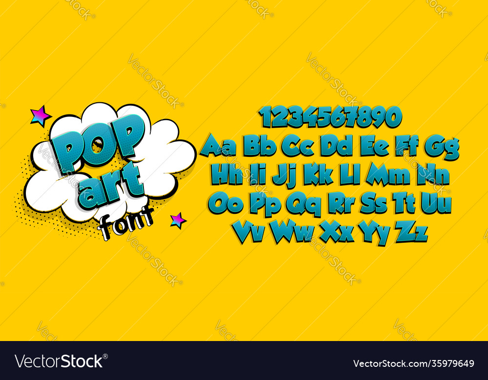Comic book pop art super hero font vector image Comic book pop art super hero font