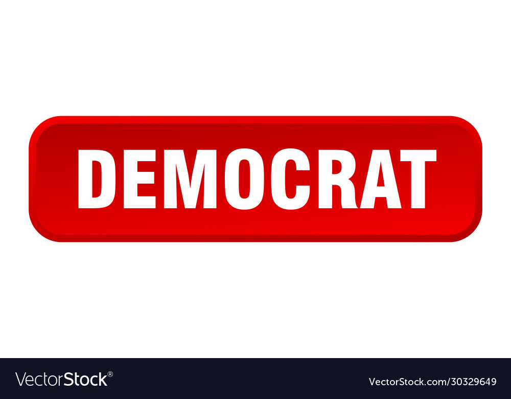 Democrat button square 3d push vector image Democrat button square 3d push
