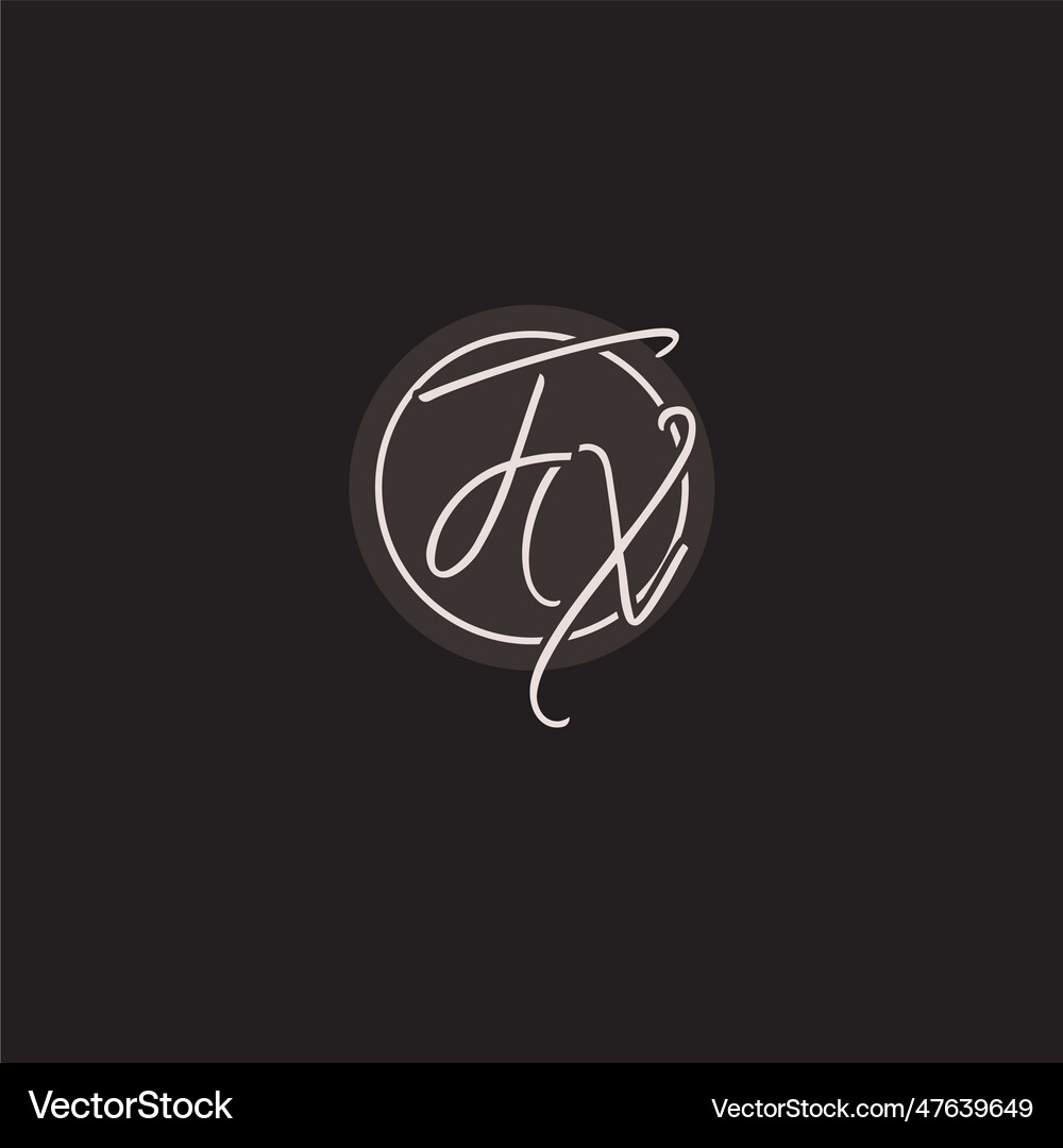 Initials fx logo monogram with simple circle line Vector Image
