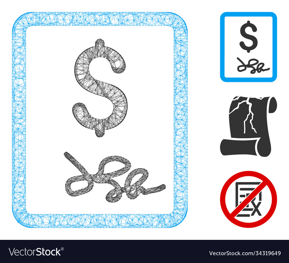 Invoice page polygonal web mesh vector image Invoice page polygonal web mesh