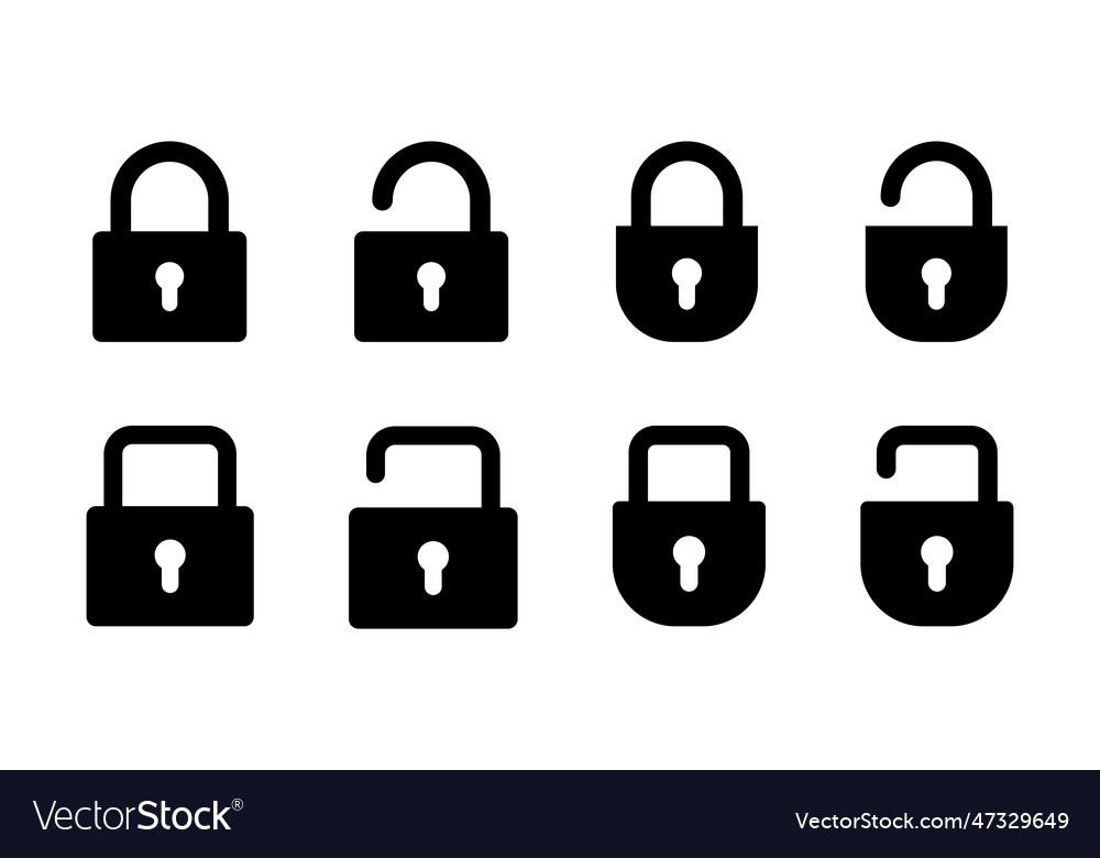 Lock icon set padlock encryption Vector Image Lock icon set padlock encryption