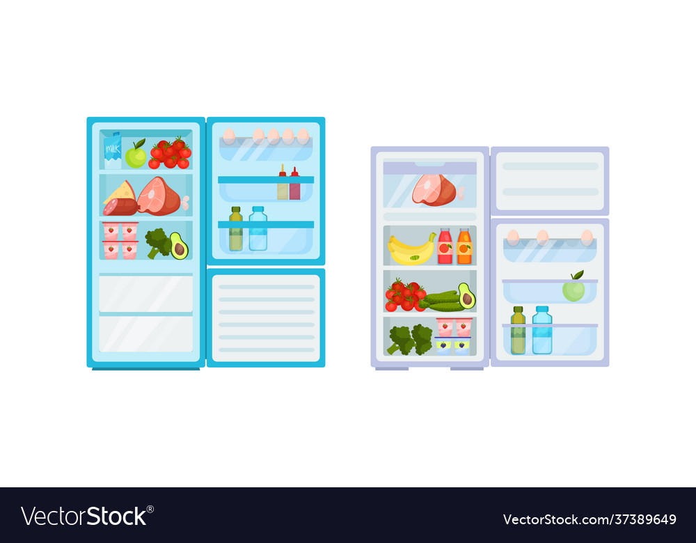 Open refrigerator or fridge as home appliance