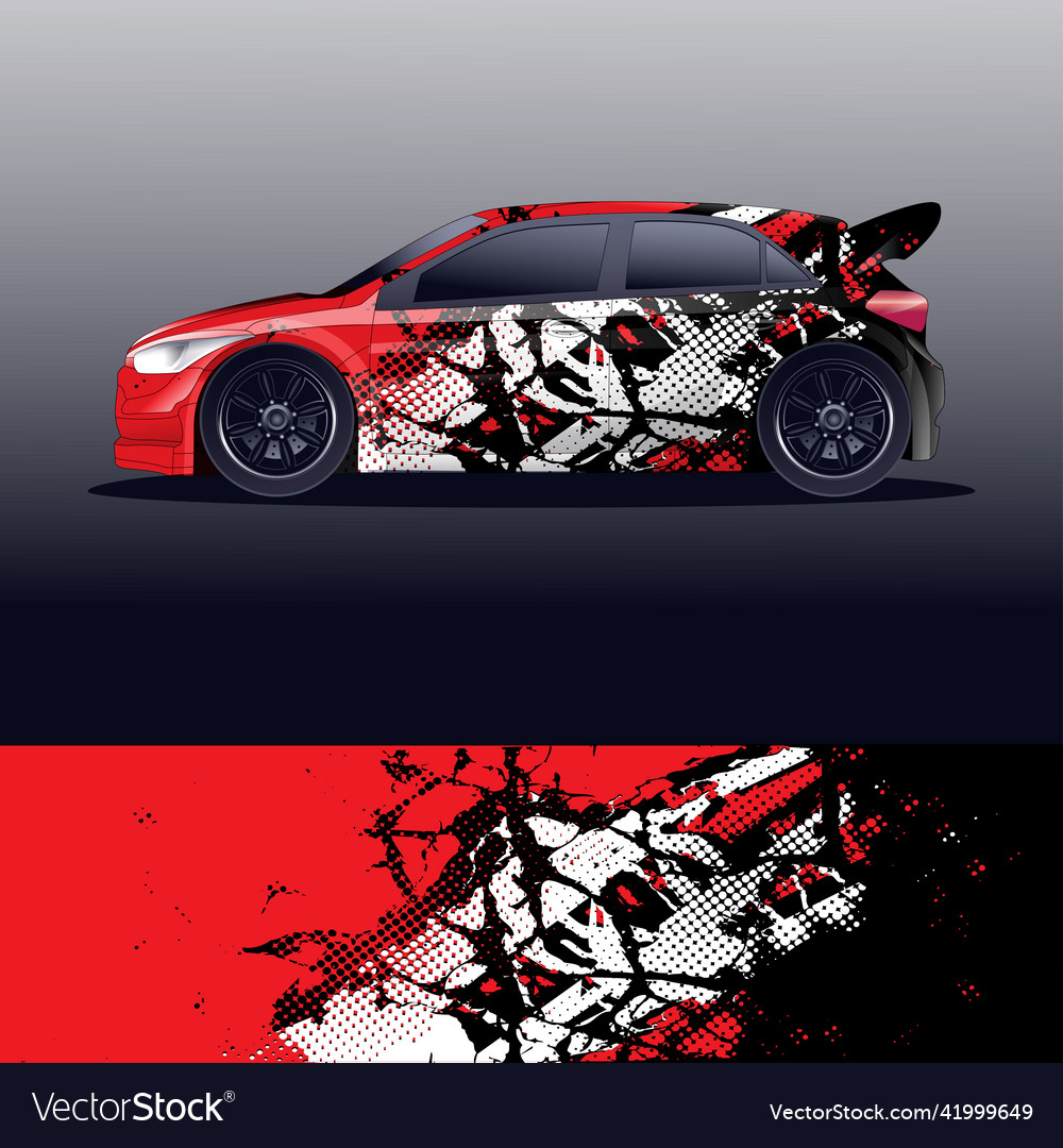 Rally car decal graphic wrap Royalty Free Vector Image