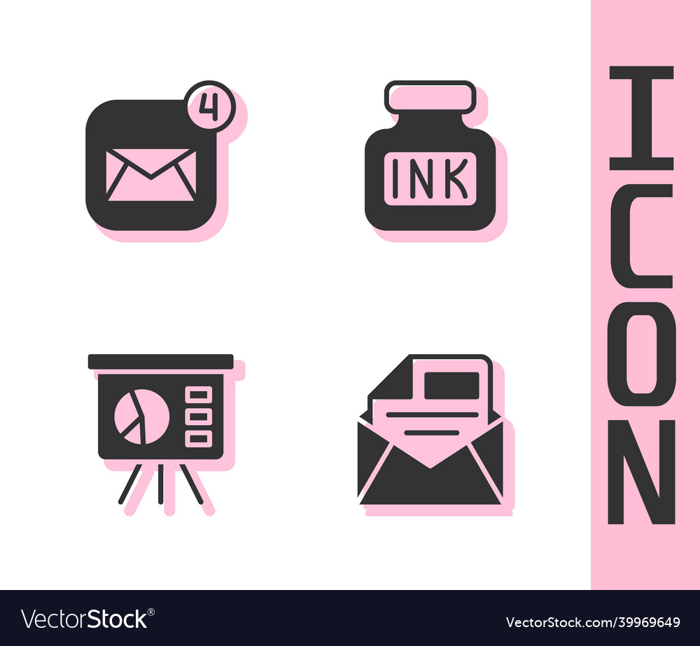 Set mail and e-mail envelope board with graph vector image Set mail and e-mail envelope board with graph