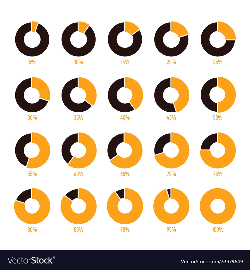 Set modern percentage pie chart with number Vector Image