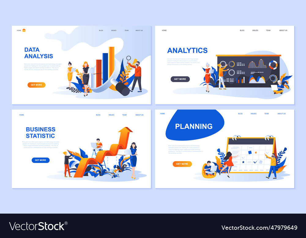 Set of landing page template for data analysis