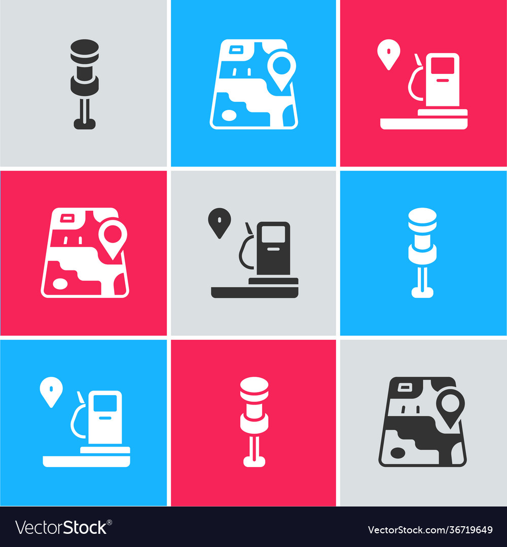 Set push pin city map navigation and location vector image Set push pin city map navigation and location