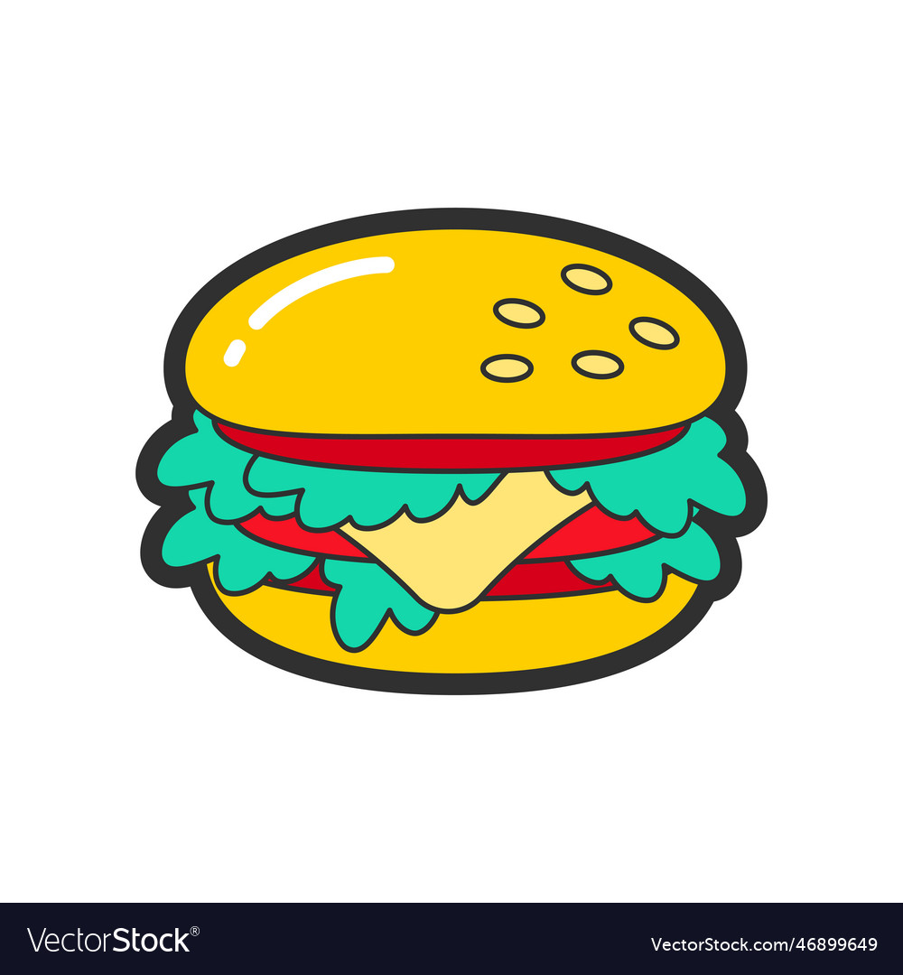 Trendy fashion patch or badge of burger Royalty Free Vector