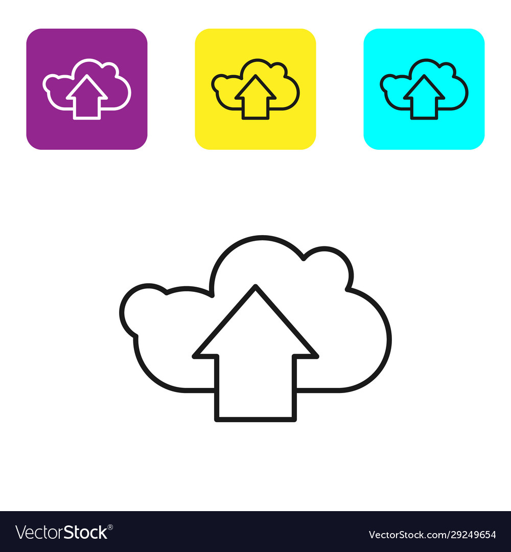 Black line cloud upload icon isolated on white Vector Image