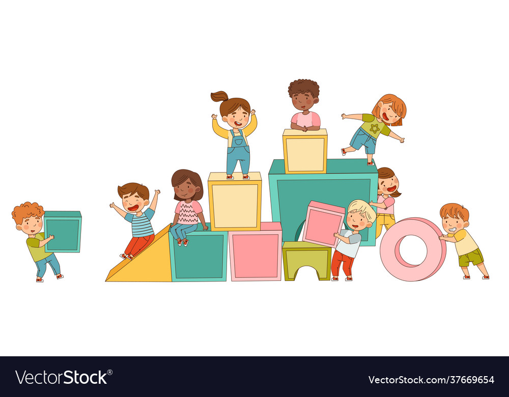 Children Playing with Building Blocks