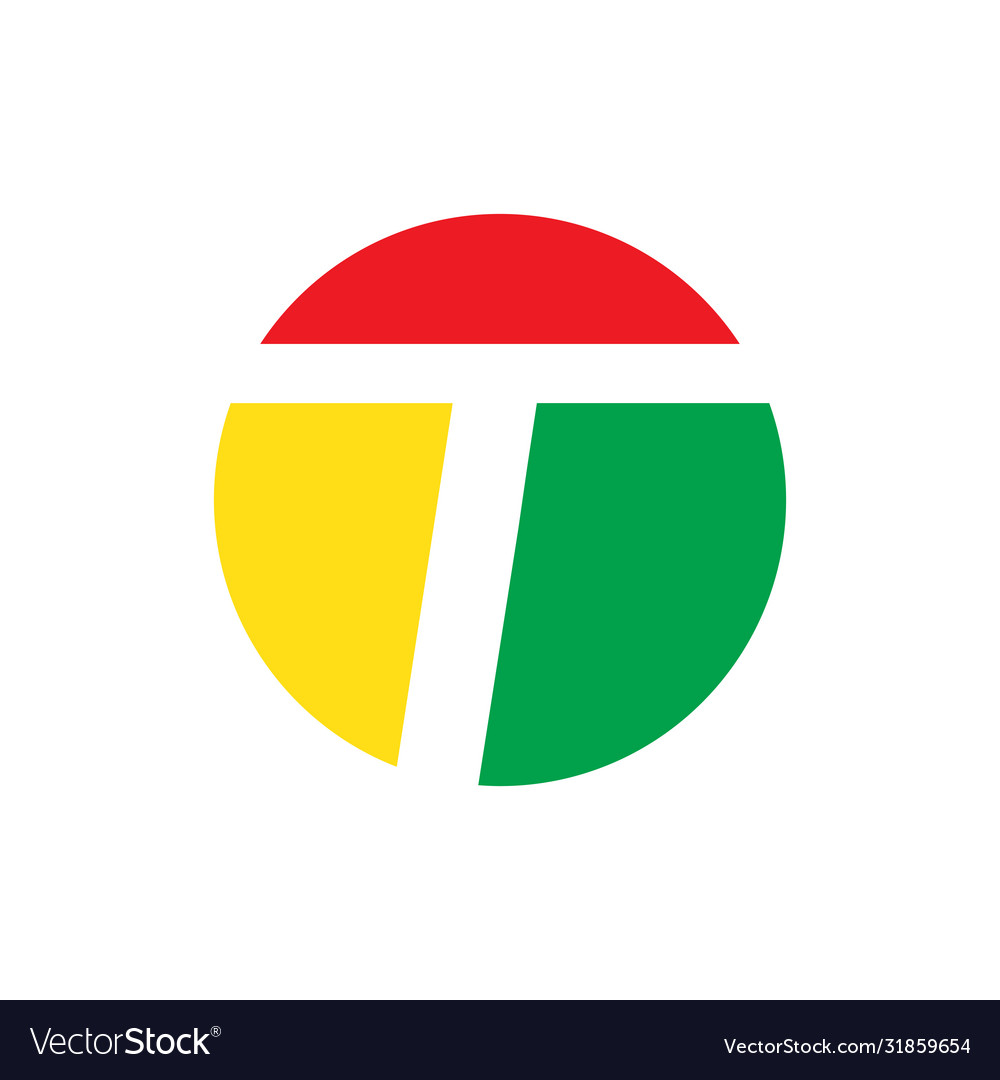 Circle slice shape letter t design