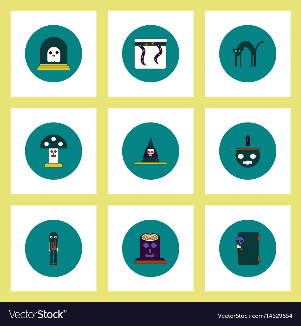 Collection of icons in flat style halloween theme