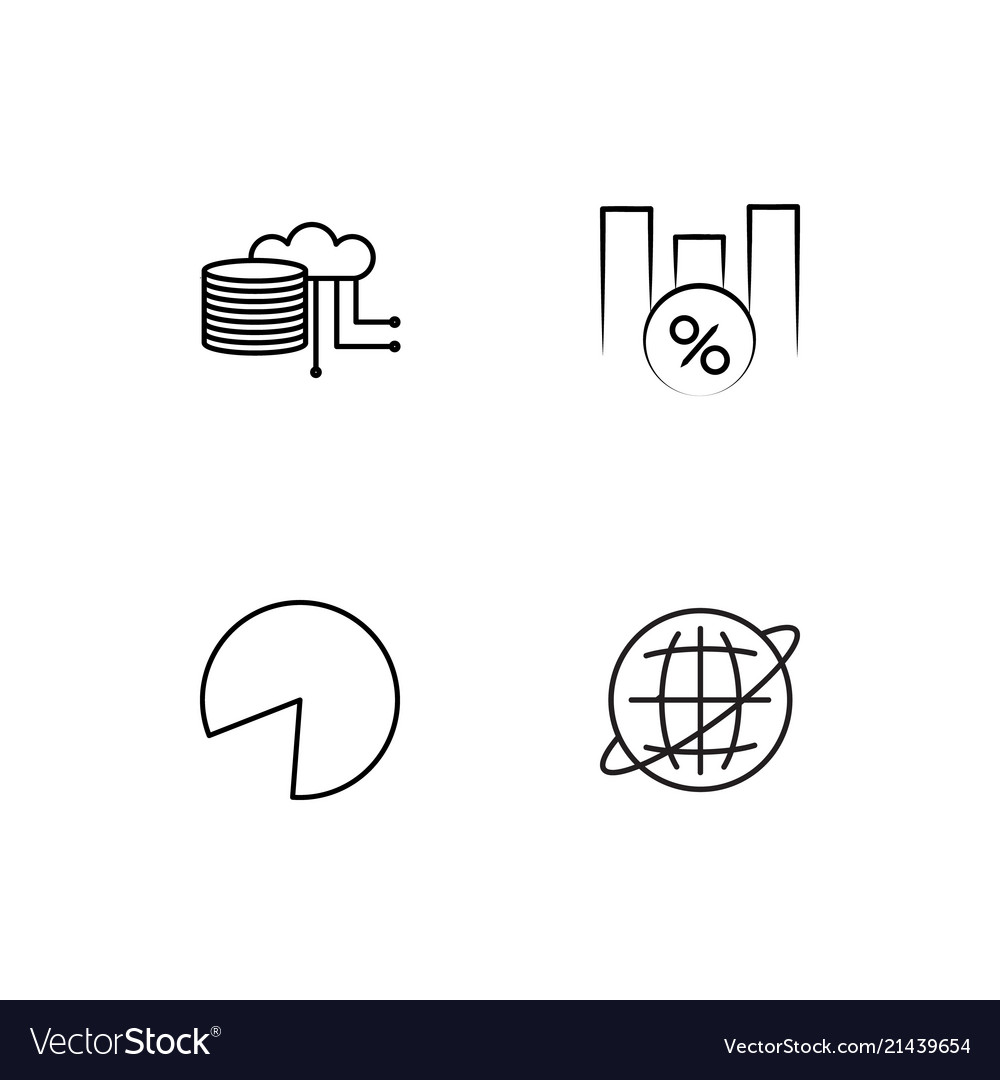 Data analytics linear icons set simple outline
