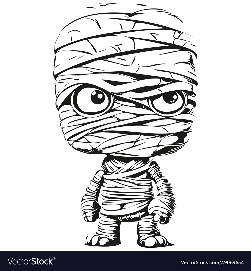 Detailed halloween mummy image in hand-drawn Vector Image