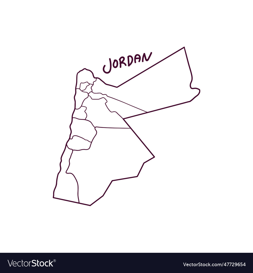 Hand drawn doodle map of jordan Royalty Free Vector Image