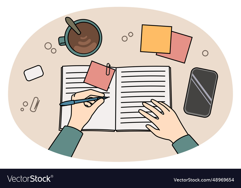 Peron making notes in notebook vector image Peron making notes in notebook