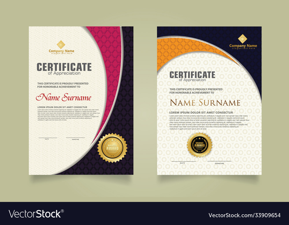 Set modern certificate template with realistic