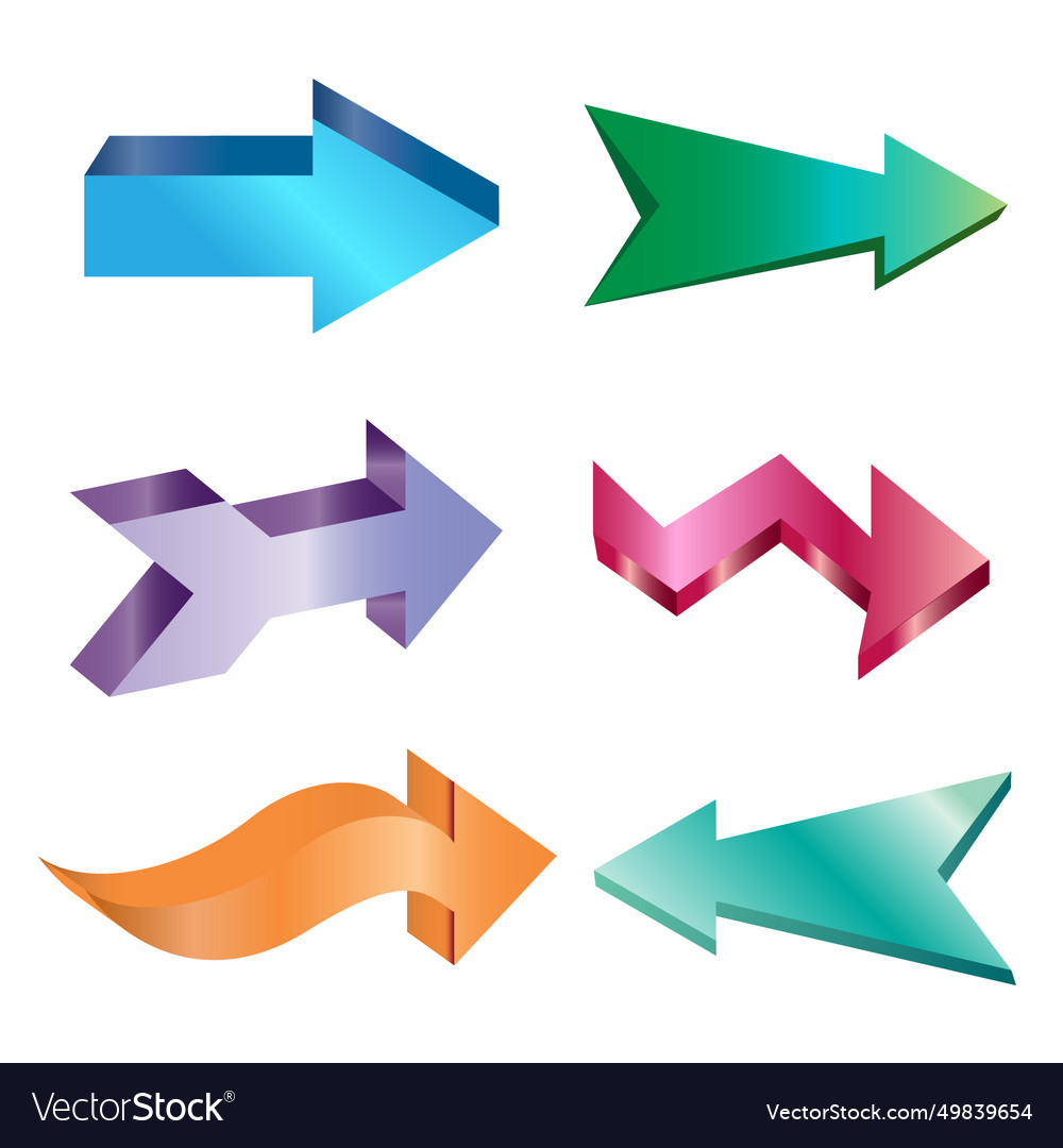 Set of shiny colorful arrows