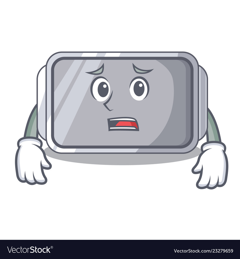 Afraid empty baking tray close with character Vector Image Afraid empty baking tray close with character