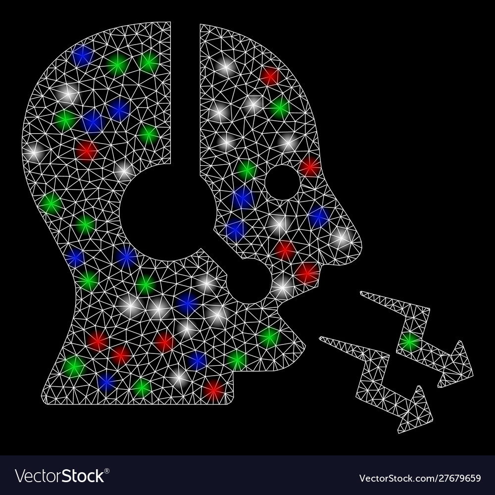 Bright mesh wire frame operator shout with flare vector image Bright mesh wire frame operator shout with flare
