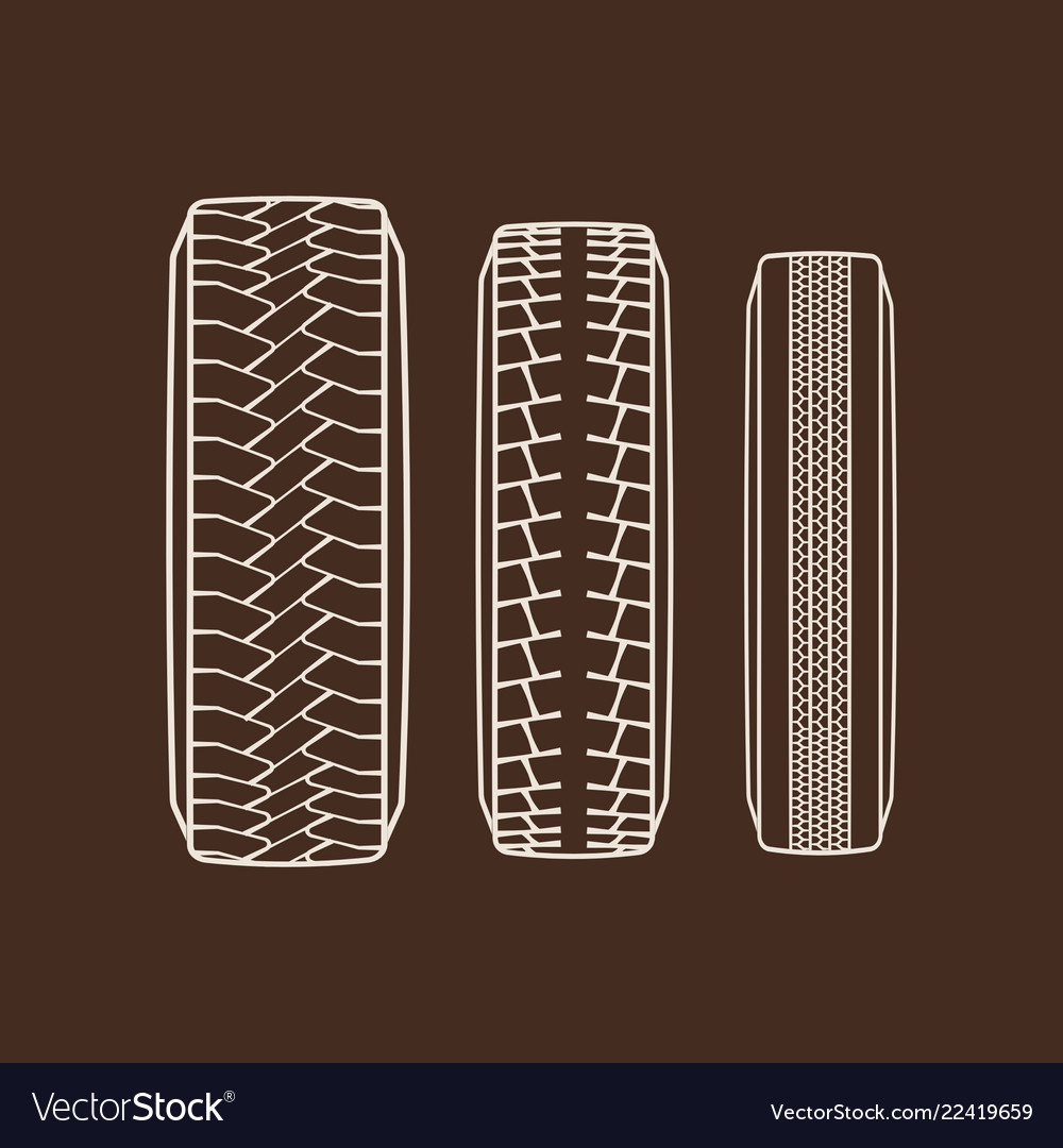 Car tires traces isolated icons of tire