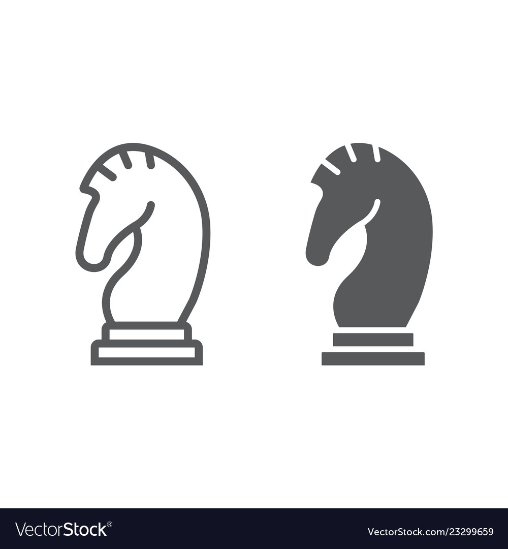 Chess line and glyph icon game sport horse