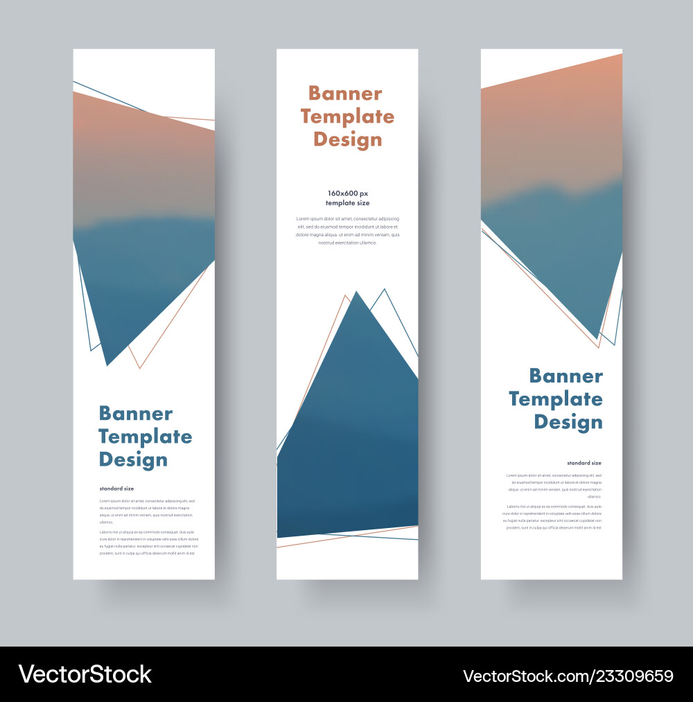 Design Of Vertical Web Banners With Triangles And Vector Image