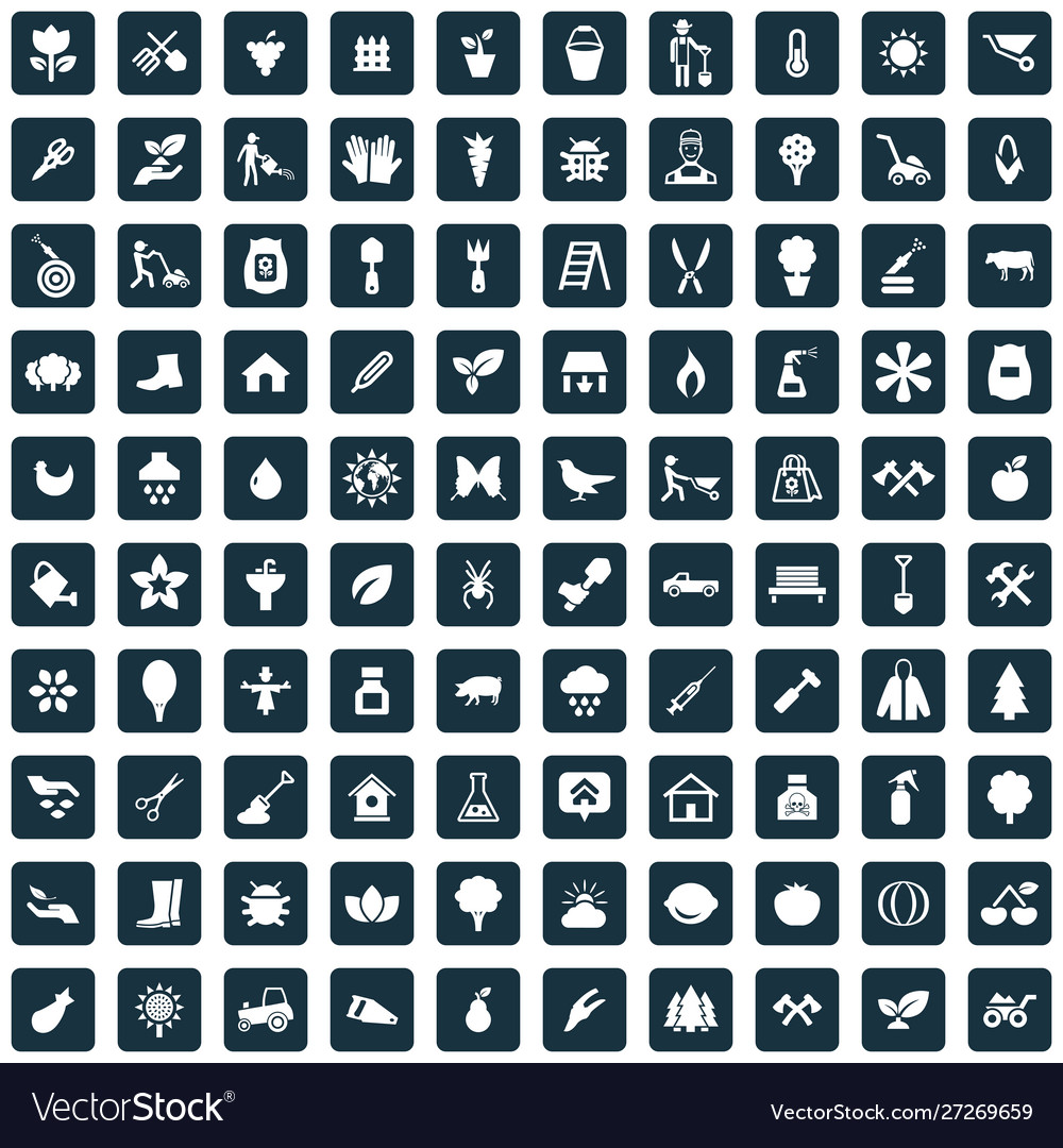 Gardening 100 icons universal set for web and ui Vector Image