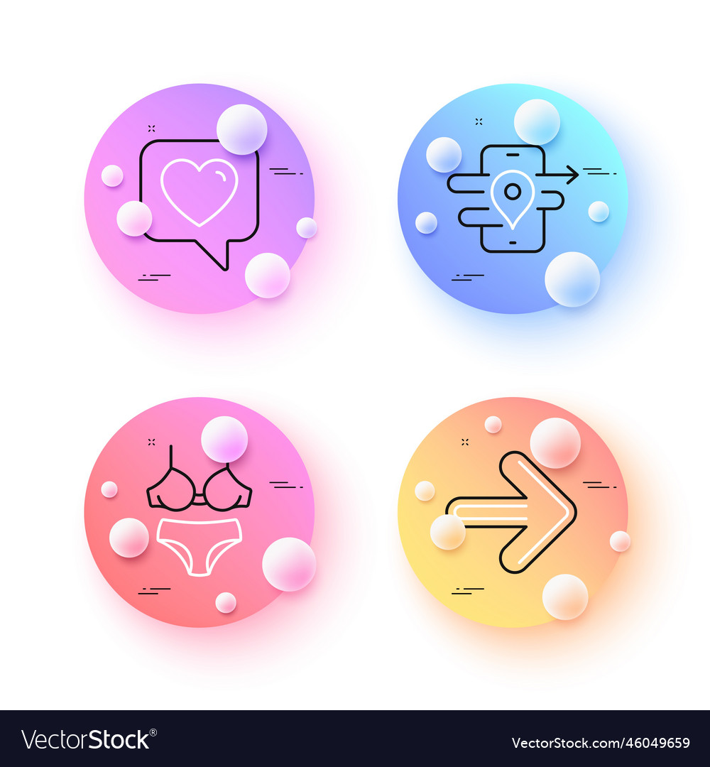 Heart next and gps minimal line icons for web vector image Heart next and gps minimal line icons for web