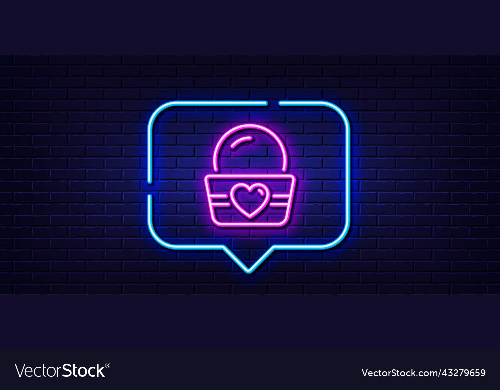 Ice cream cup line icon vanilla sundae sign neon Vector Image