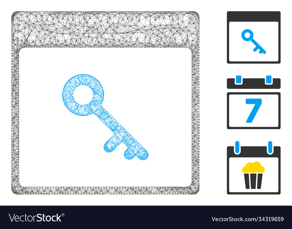 Key calendar page polygonal web mesh vector image Key calendar page polygonal web mesh
