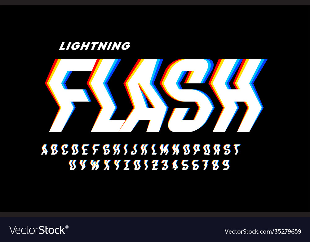 Lightning flash style font alphabet letters and Vector Image