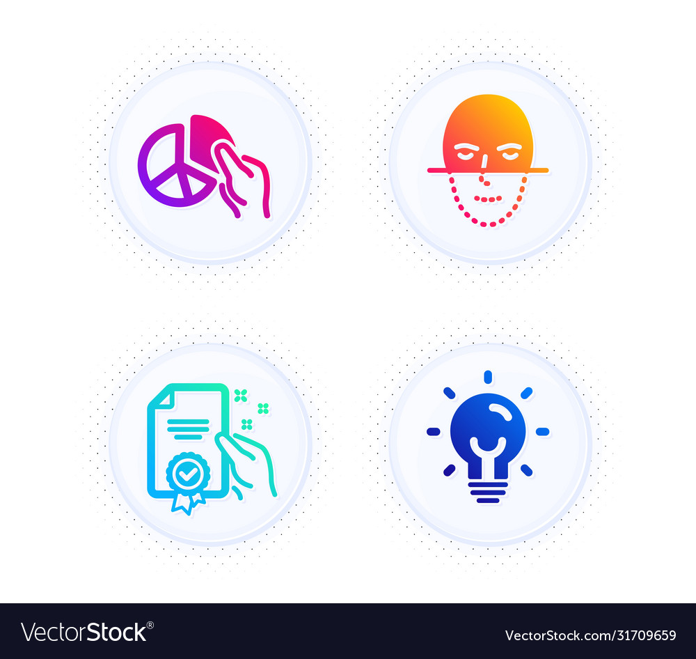Pie chart face recognition and certificate icons Vector Image Pie chart face recognition and certificate icons
