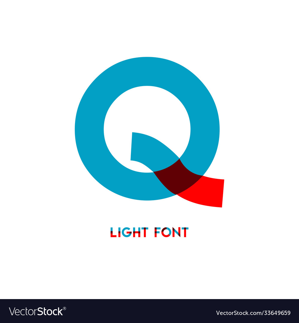 Q light font template design vector image Q light font template design