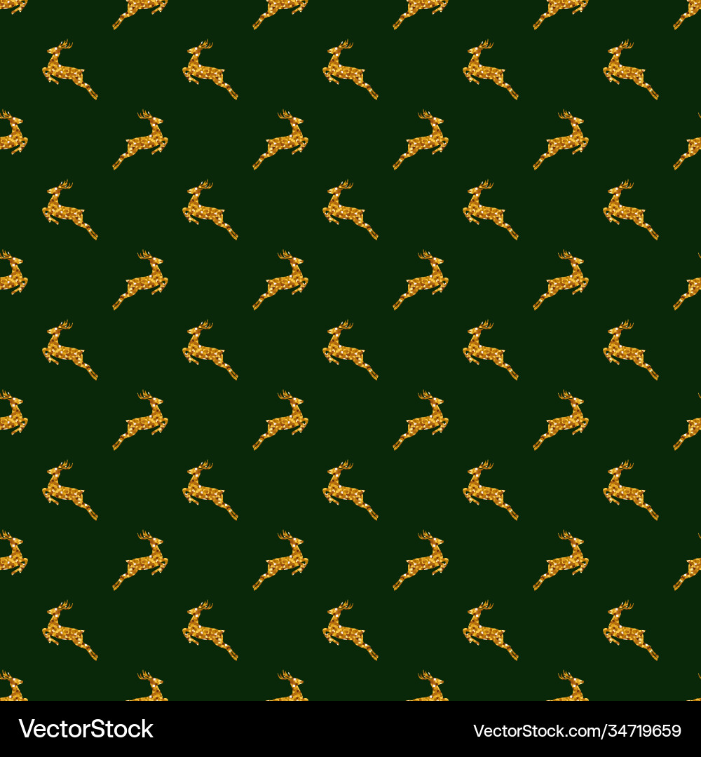 Seamless pattern with glittering deers Royalty Free Vector