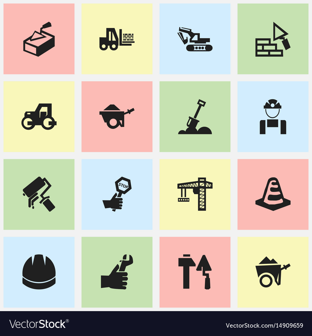 Set of 16 editable structure icons includes