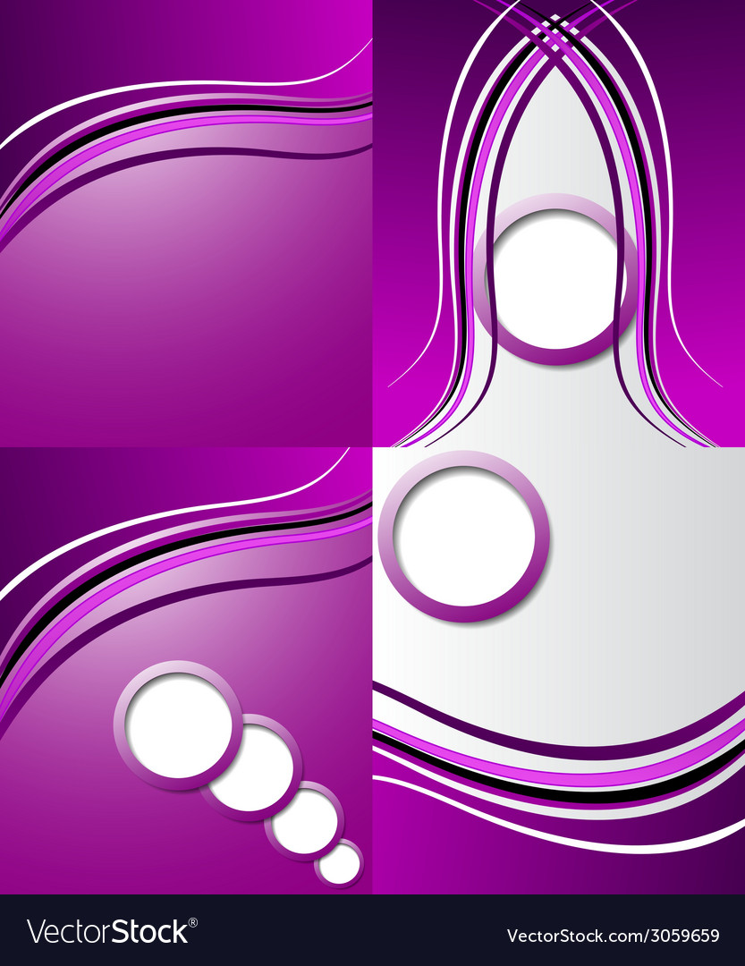 Set of abstract purple wavy background design