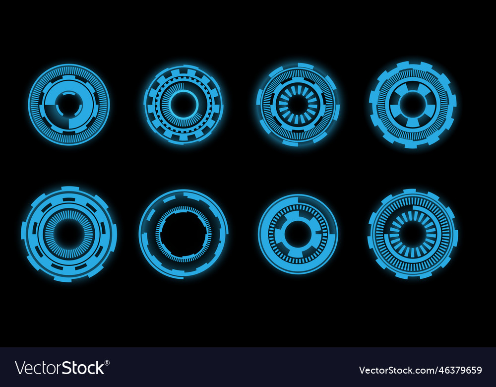 Set of hud circle modern user interface elements vector image Set of hud circle modern user interface elements
