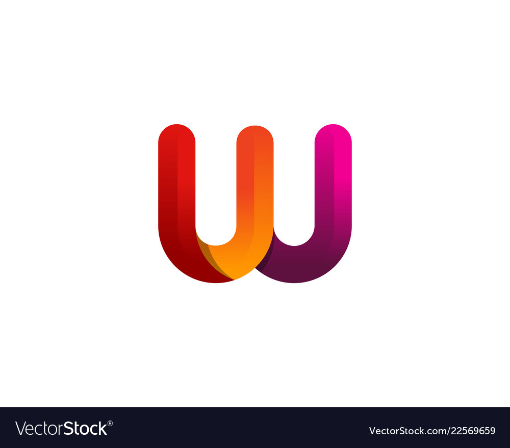 W colorful letter logo icon design