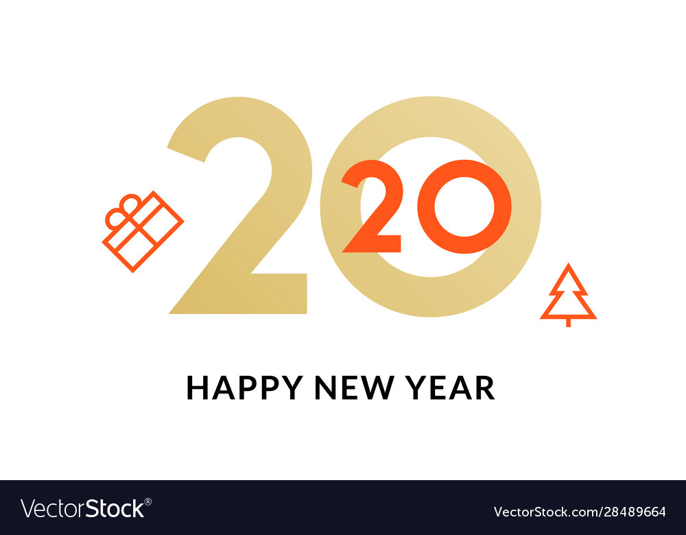 2020 new year design happy logo calendar