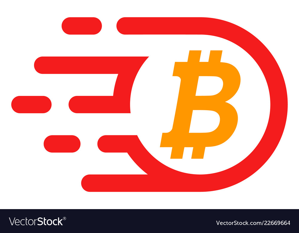 Bright bitcoin with fast speed effect vector image Bright bitcoin with fast speed effect