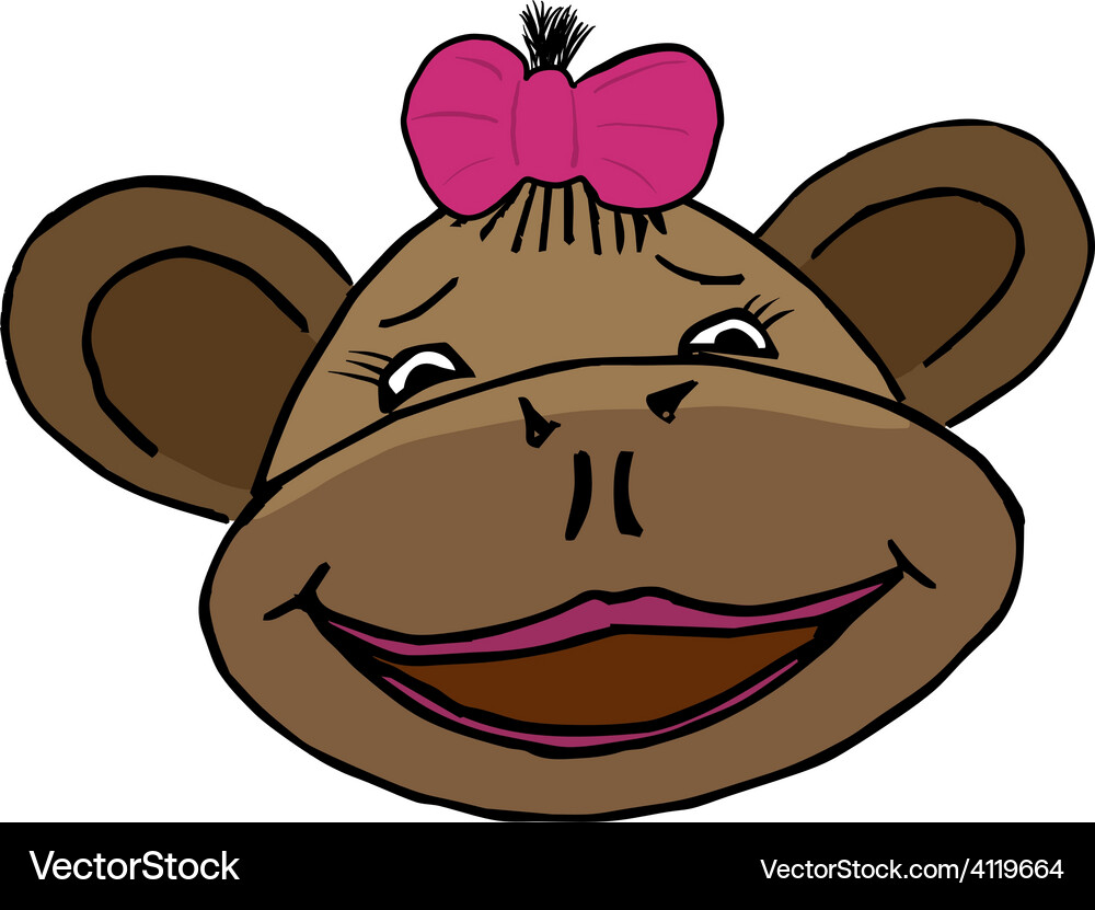 Cartoon style monkey head Royalty Free Vector Image